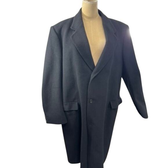 "Wool & Cashmere" Men's Black Trench 48R Goth Grunge Dark Romance QUiet Luxury - Picture 1 of 16